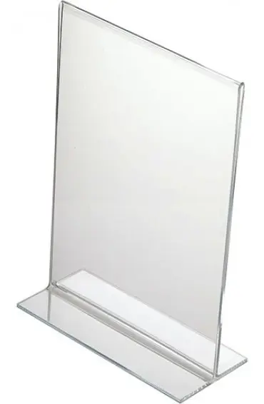 Display Expositor T A5 Vertical Acrílico 21x15 Balcão Mesa — Cristal / Adesivo